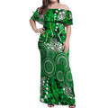 Melbourne Stars Off Shoulder Maxi Dress Graffiti Urban Aboriginal Dot Abstract Design