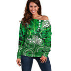 Melbourne Stars Off Shoulder Sweater Graffiti Urban Aboriginal Dot Abstract Design