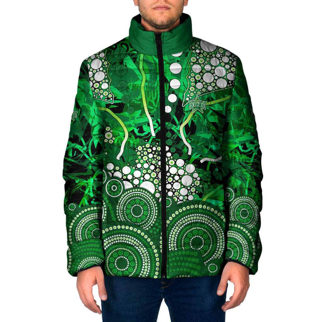 Melbourne Stars Padded Jacket Graffiti Urban Aboriginal Dot Abstract Design