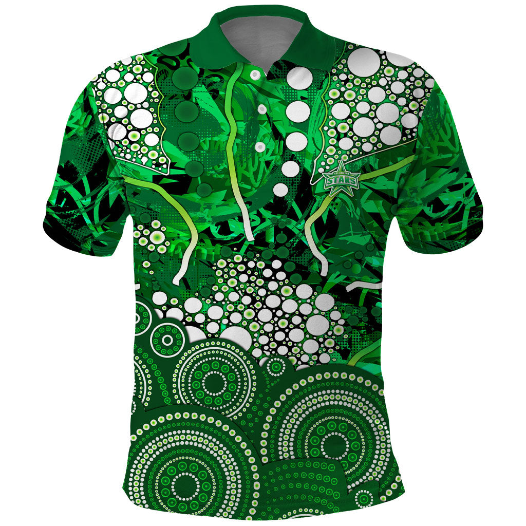 Melbourne Stars Polo Shirt Graffiti Urban Aboriginal Dot Abstract Design