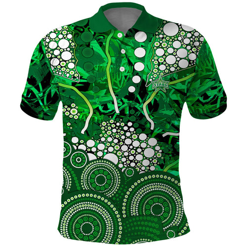 Melbourne Stars Polo Shirt Graffiti Urban Aboriginal Dot Abstract Design