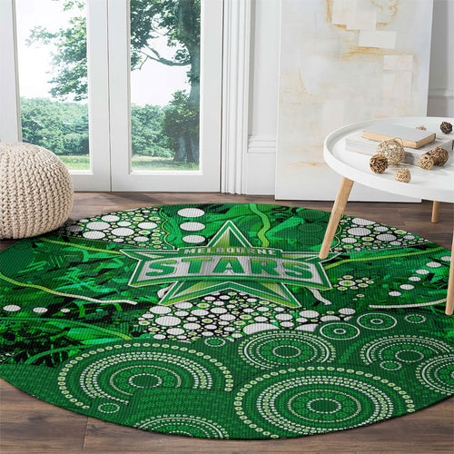 Melbourne Stars Round Carpet Graffiti Urban Aboriginal Dot Abstract Design
