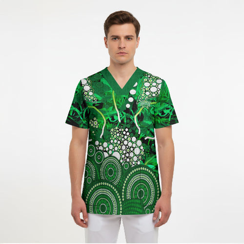 Melbourne Stars Scrub Top Graffiti Urban Aboriginal Dot Abstract Design