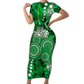 Melbourne Stars Short Sleeve Bodycon Dress Graffiti Urban Aboriginal Dot Abstract Design