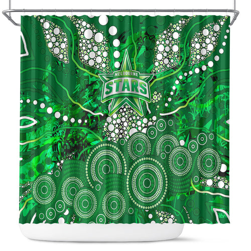 Melbourne Stars Shower Curtain Graffiti Urban Aboriginal Dot Abstract Design