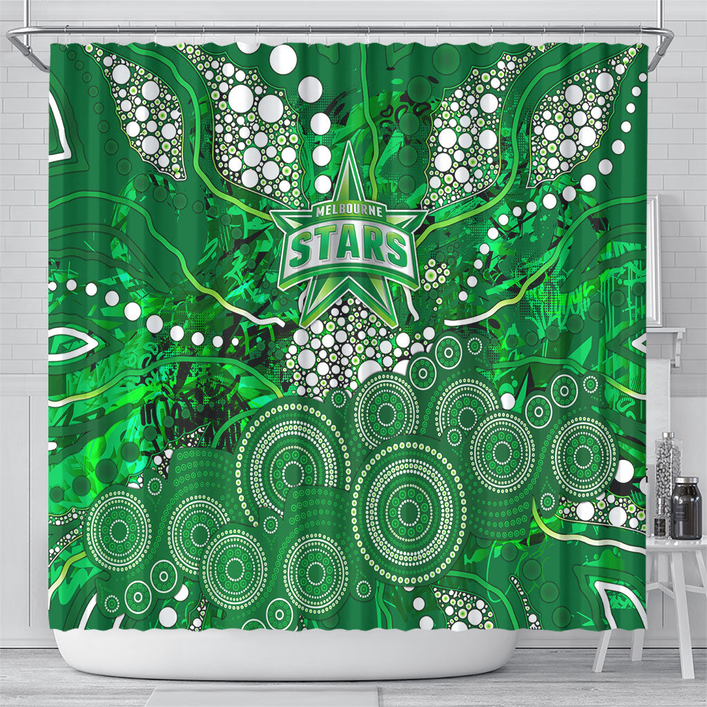 Melbourne Stars Shower Curtain Graffiti Urban Aboriginal Dot Abstract Design