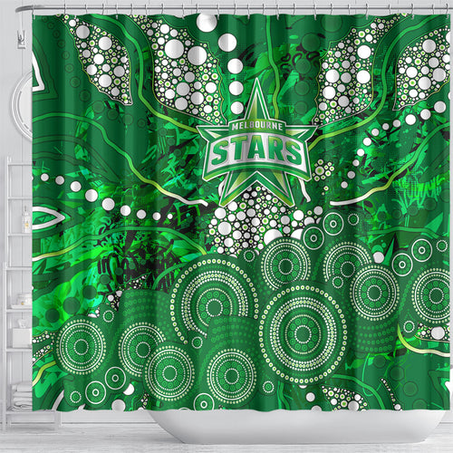 Melbourne Stars Shower Curtain Graffiti Urban Aboriginal Dot Abstract Design
