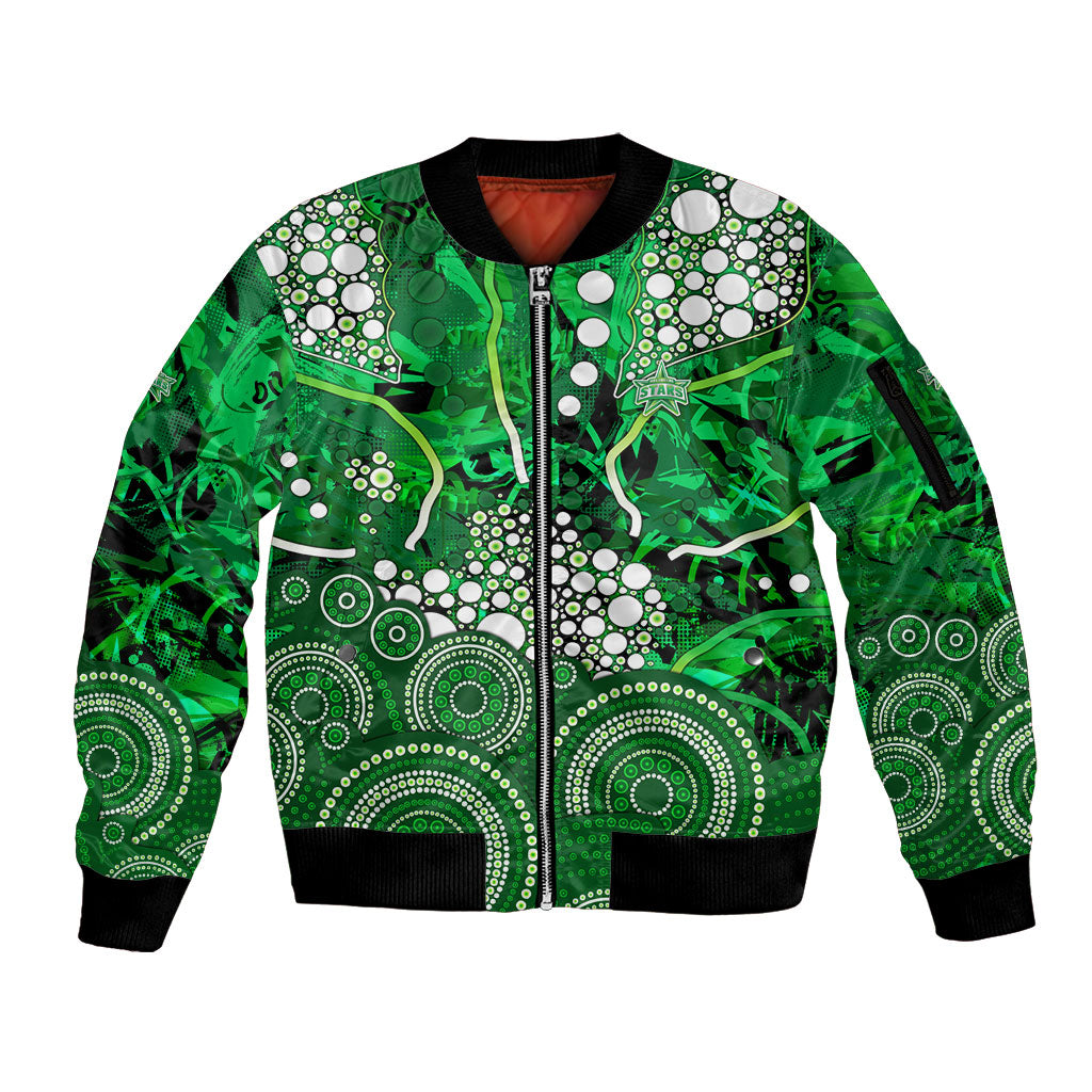 Melbourne Stars Sleeve Zip Bomber Jacket Graffiti Urban Aboriginal Dot Abstract Design