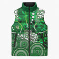 Melbourne Stars Sleeveless Puffer Jacket Graffiti Urban Aboriginal Dot Abstract Design