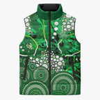 Melbourne Stars Sleeveless Puffer Jacket Graffiti Urban Aboriginal Dot Abstract Design