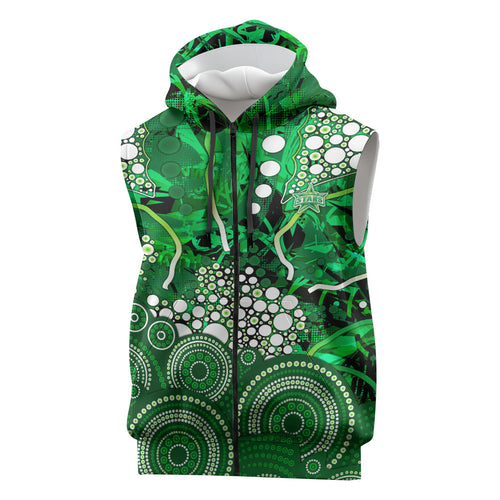 Melbourne Stars Sleeveless Zip Hoodie Graffiti Urban Aboriginal Dot Abstract Design