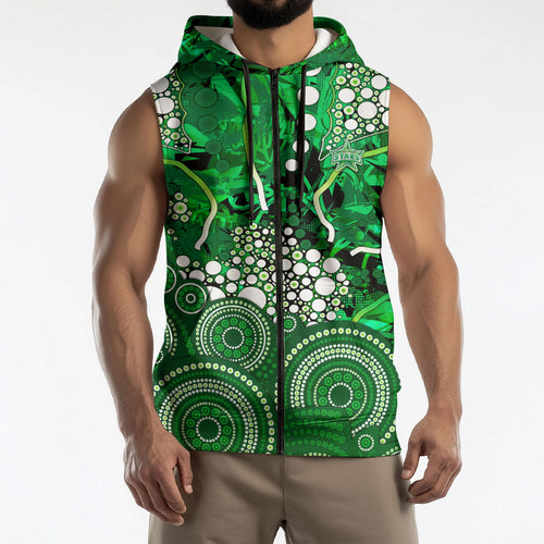 Melbourne Stars Sleeveless Zip Hoodie Graffiti Urban Aboriginal Dot Abstract Design