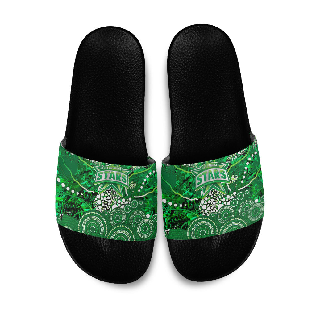 Melbourne Stars Slide Sandals Graffiti Urban Aboriginal Dot Abstract Design