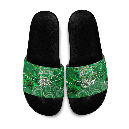 Melbourne Stars Slide Sandals Graffiti Urban Aboriginal Dot Abstract Design