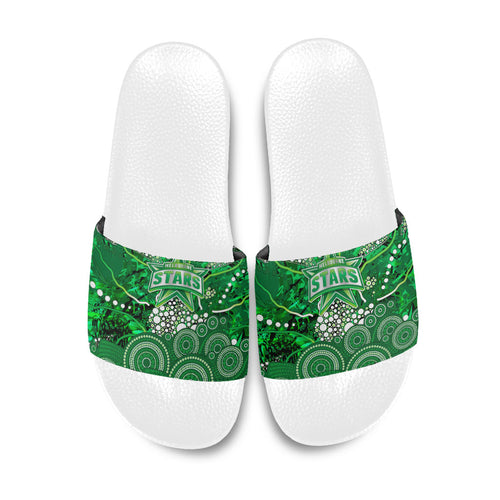Melbourne Stars Slide Sandals Graffiti Urban Aboriginal Dot Abstract Design