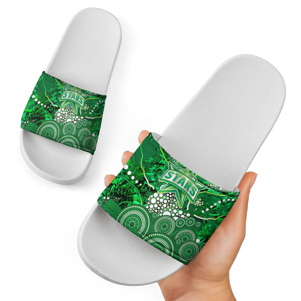 Melbourne Stars Slide Sandals Graffiti Urban Aboriginal Dot Abstract Design