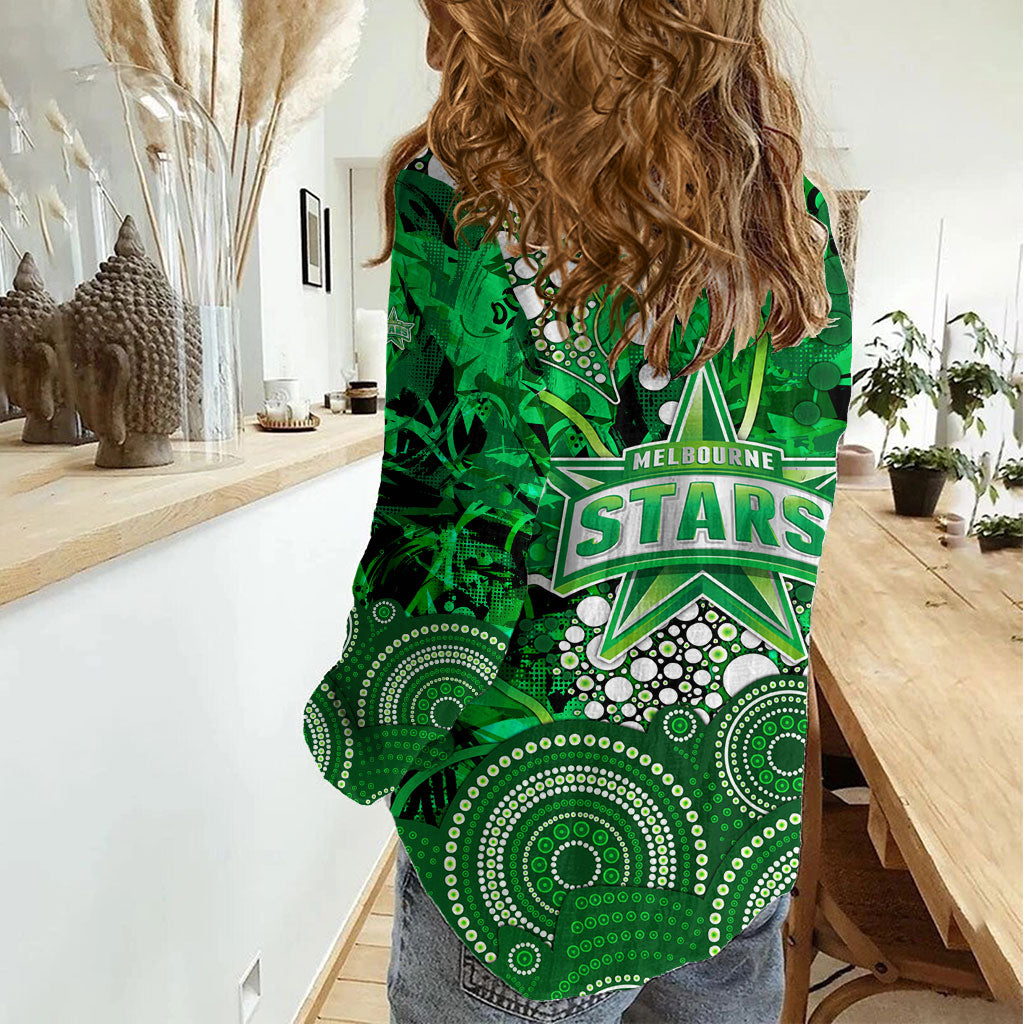 Melbourne Stars Women Casual Shirt Graffiti Urban Aboriginal Dot Abstract Design