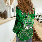 Melbourne Stars Women Casual Shirt Graffiti Urban Aboriginal Dot Abstract Design