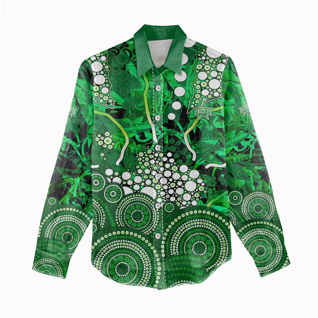 Melbourne Stars Women Casual Shirt Graffiti Urban Aboriginal Dot Abstract Design