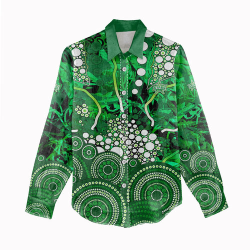 Melbourne Stars Women Casual Shirt Graffiti Urban Aboriginal Dot Abstract Design