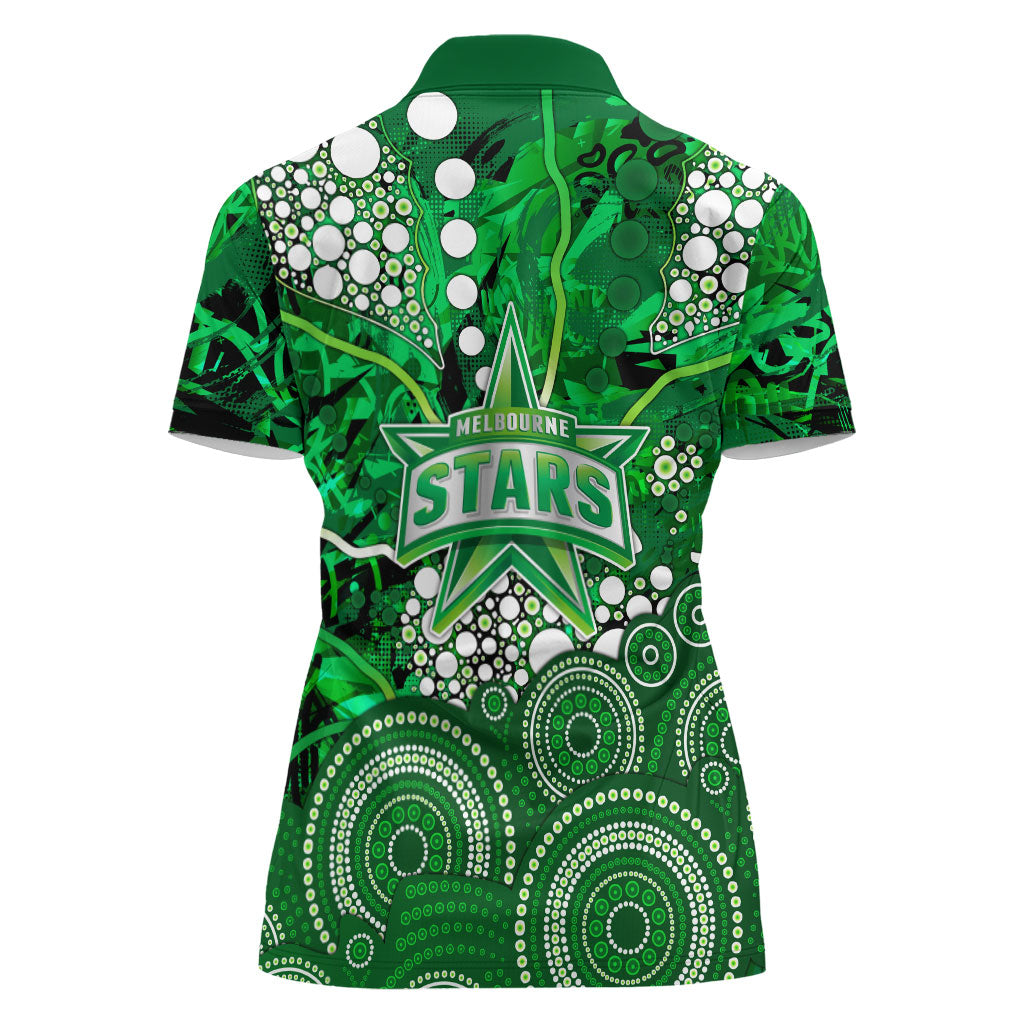 Melbourne Stars Women Polo Shirt Graffiti Urban Aboriginal Dot Abstract Design