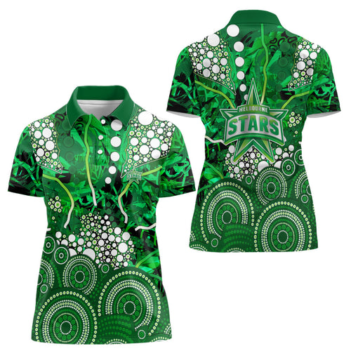Melbourne Stars Women Polo Shirt Graffiti Urban Aboriginal Dot Abstract Design