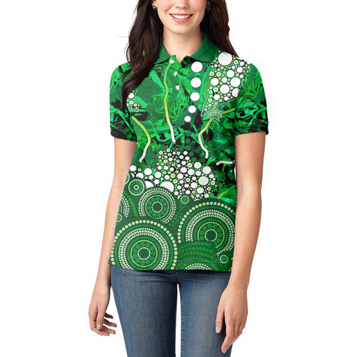 Melbourne Stars Women Polo Shirt Graffiti Urban Aboriginal Dot Abstract Design