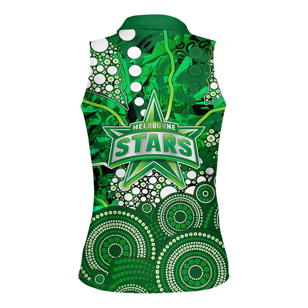 Melbourne Stars Women Sleeveless Polo Shirt Graffiti Urban Aboriginal Dot Abstract Design