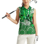 Melbourne Stars Women Sleeveless Polo Shirt Graffiti Urban Aboriginal Dot Abstract Design