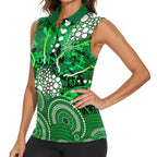 Melbourne Stars Women Sleeveless Polo Shirt Graffiti Urban Aboriginal Dot Abstract Design