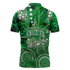 Melbourne Stars Zipper Polo Shirt Graffiti Urban Aboriginal Dot Abstract Design