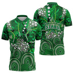 Melbourne Stars Zipper Polo Shirt Graffiti Urban Aboriginal Dot Abstract Design