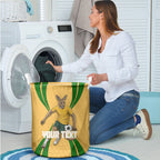 Personalized Australia Soccer Kangaroo Laundry Basket Gold Green Aussie Football Mascot Dynamic Sports Graphic