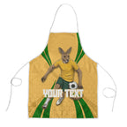 Personalized Australia Soccer Kangaroo Apron Gold Green Aussie Football Mascot Dynamic Sports Graphic
