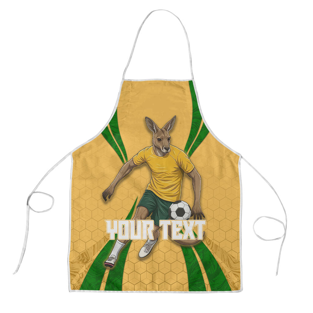 Personalized Australia Soccer Kangaroo Apron Gold Green Aussie Football Mascot Dynamic Sports Graphic