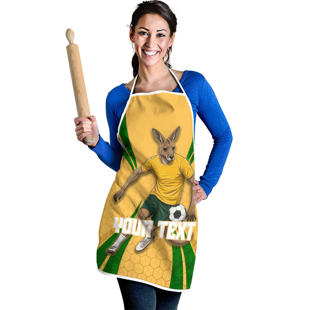 Personalized Australia Soccer Kangaroo Apron Gold Green Aussie Football Mascot Dynamic Sports Graphic