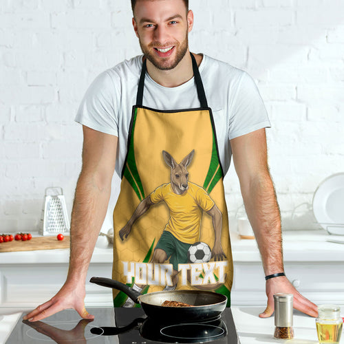 Personalized Australia Soccer Kangaroo Apron Gold Green Aussie Football Mascot Dynamic Sports Graphic
