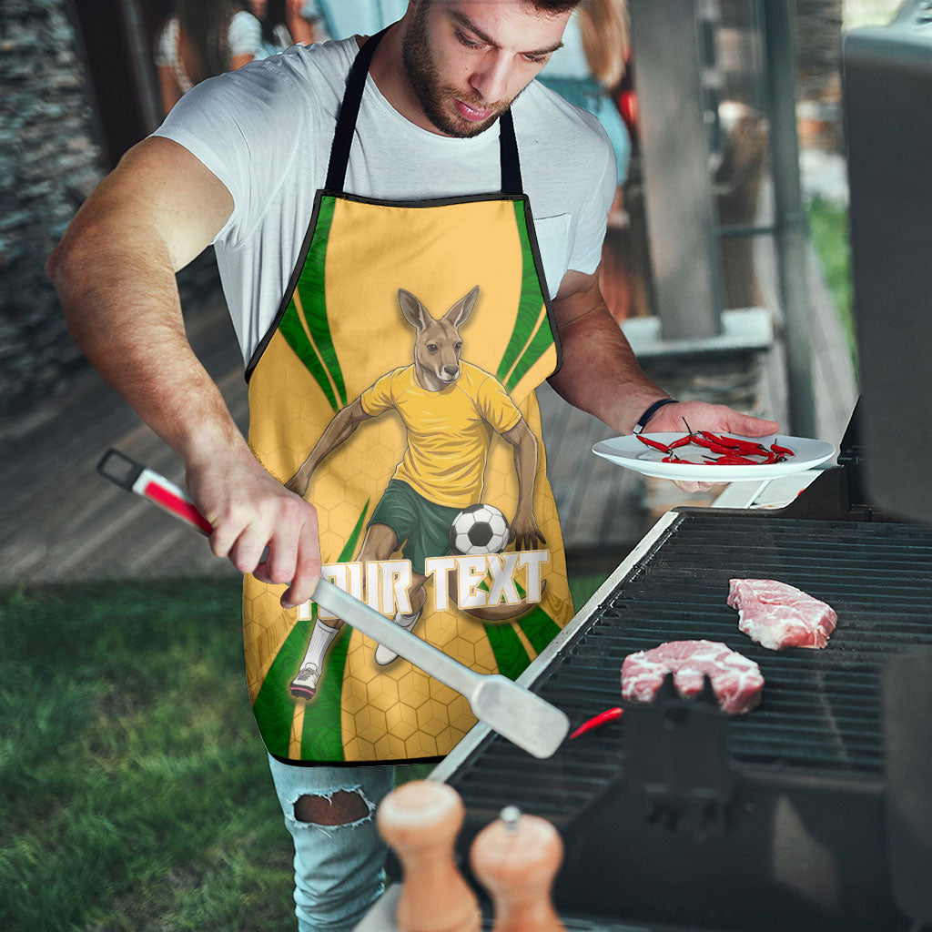 Personalized Australia Soccer Kangaroo Apron Gold Green Aussie Football Mascot Dynamic Sports Graphic