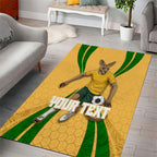 Personalized Australia Soccer Kangaroo Area Rug Gold Green Aussie Football Mascot Dynamic Sports Graphic