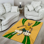 Personalized Australia Soccer Kangaroo Area Rug Gold Green Aussie Football Mascot Dynamic Sports Graphic