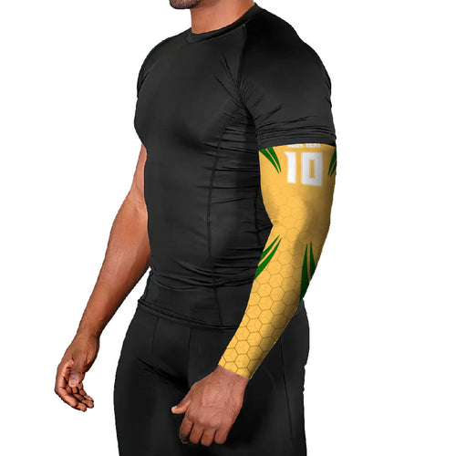 Personalized Australia Soccer Kangaroo Arm Sleeves Gold Green Aussie Football Mascot Dynamic Sports Graphic