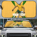 Personalized Australia Soccer Kangaroo Auto Sun Shade Gold Green Aussie Football Mascot Dynamic Sports Graphic