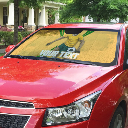 Personalized Australia Soccer Kangaroo Auto Sun Shade Gold Green Aussie Football Mascot Dynamic Sports Graphic
