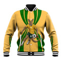 Personalized Australia Soccer Kangaroo Baseball Jacket Gold Green Aussie Football Mascot Dynamic Sports Graphic