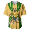 Personalized Australia Soccer Kangaroo Baseball Jersey Gold Green Aussie Football Mascot Dynamic Sports Graphic