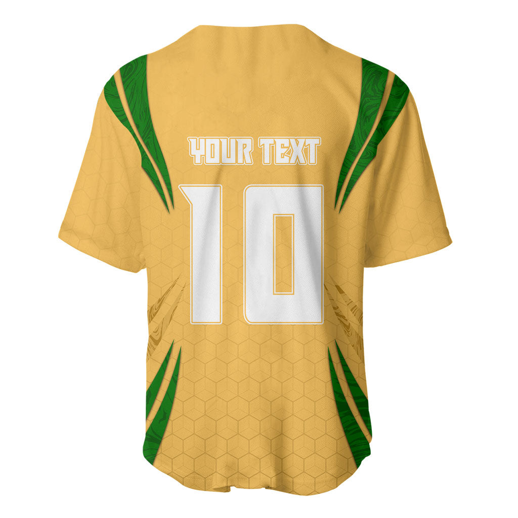 Personalized Australia Soccer Kangaroo Baseball Jersey Gold Green Aussie Football Mascot Dynamic Sports Graphic