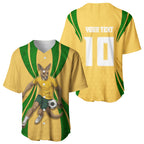 Personalized Australia Soccer Kangaroo Baseball Jersey Gold Green Aussie Football Mascot Dynamic Sports Graphic