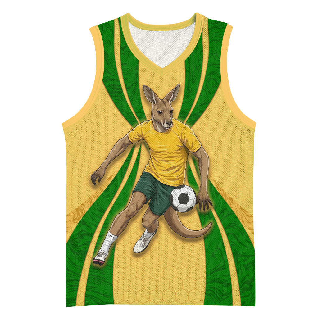 Personalized Australia Soccer Kangaroo Basketball Jersey Gold Green Aussie Football Mascot Dynamic Sports Graphic