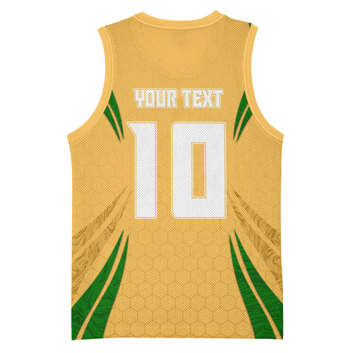 Personalized Australia Soccer Kangaroo Basketball Jersey Gold Green Aussie Football Mascot Dynamic Sports Graphic