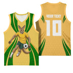 Personalized Australia Soccer Kangaroo Basketball Jersey Gold Green Aussie Football Mascot Dynamic Sports Graphic